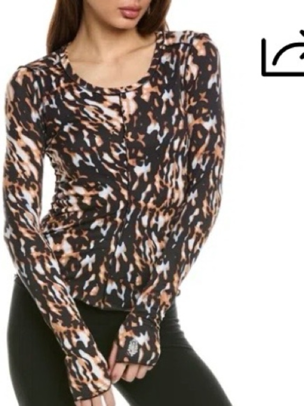 NWT Free People Printed Right On Run Layer Top In Brown size XL.